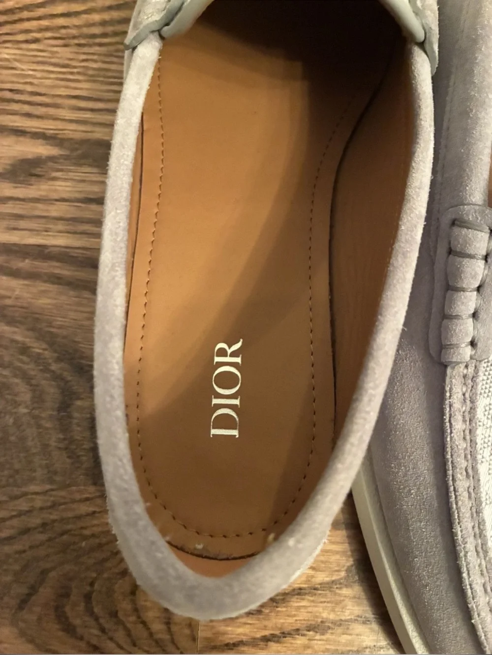 Dior Men's Beige Canvas & Light Gray Suede Slip-On Loafers